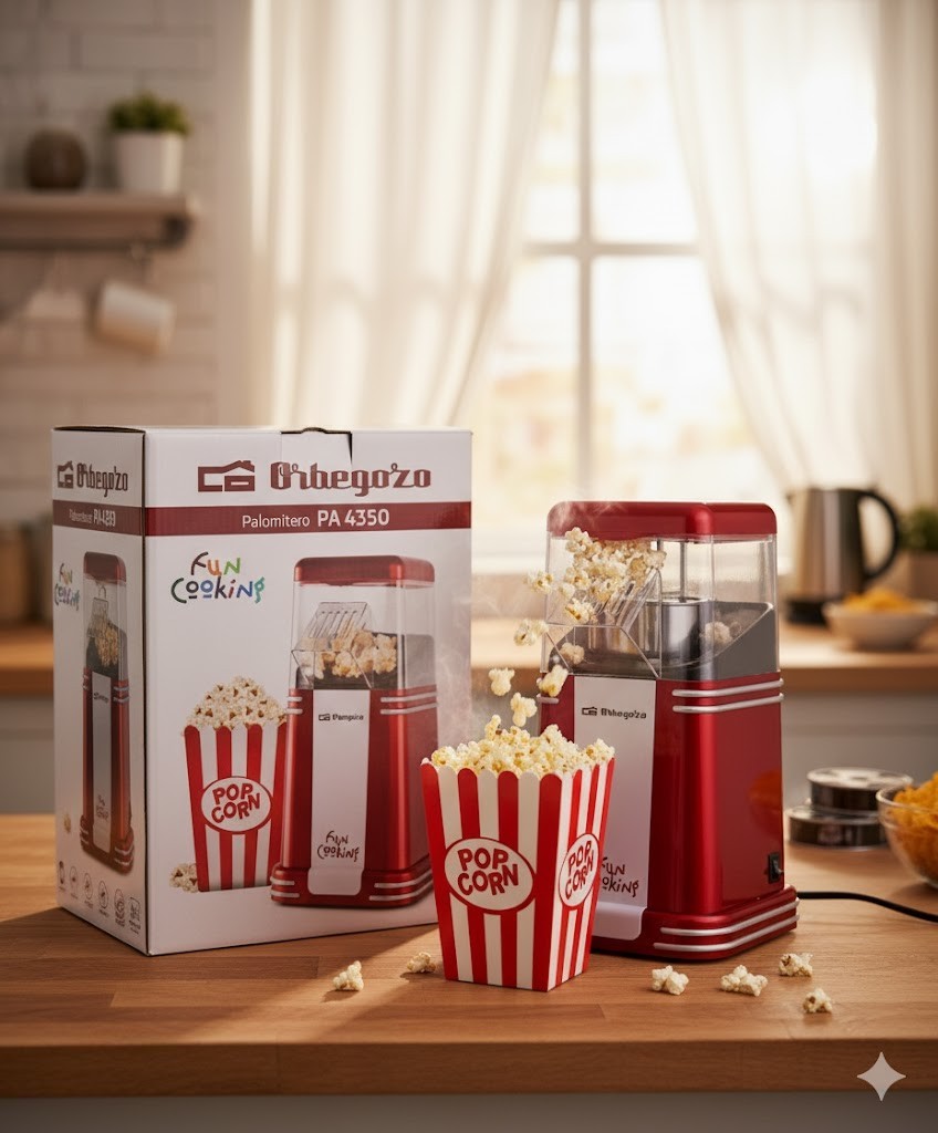 Popcornmaschine Orbegozo Palomitero PA 4350 Vintage 1200W fettfrei & schnell ...